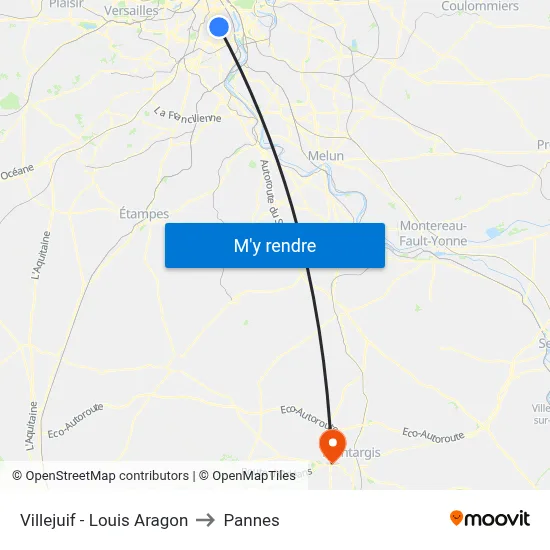 Villejuif - Louis Aragon to Pannes map