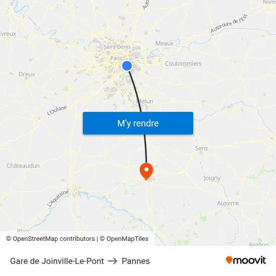 Gare de Joinville-Le-Pont to Pannes map