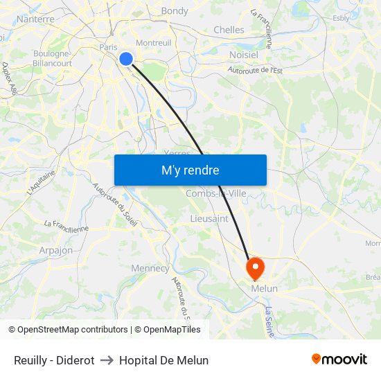 Reuilly - Diderot to Hopital De Melun map