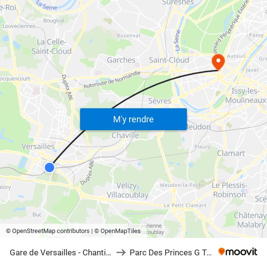 Gare de Versailles - Chantiers to Parc Des Princes G To K map