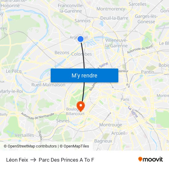 Léon Feix to Parc Des Princes A To F map