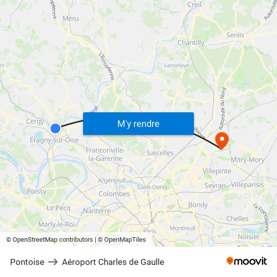 Pontoise to Aéroport Charles de Gaulle map