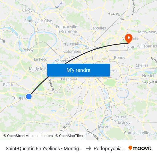 Saint-Quentin En Yvelines - Montigny-Le-Bretonneux to Pédopsychiatrie - Hdj map