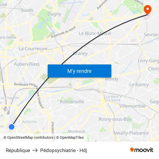 République to Pédopsychiatrie - Hdj map