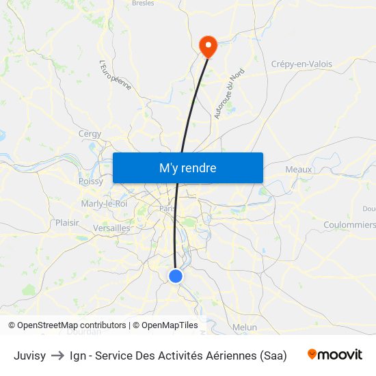 Juvisy to Ign - Service Des Activités Aériennes (Saa) map