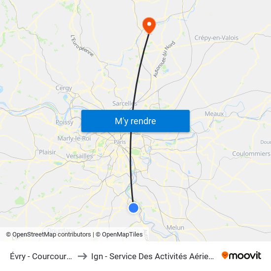 Évry - Courcouronnes to Ign - Service Des Activités Aériennes (Saa) map