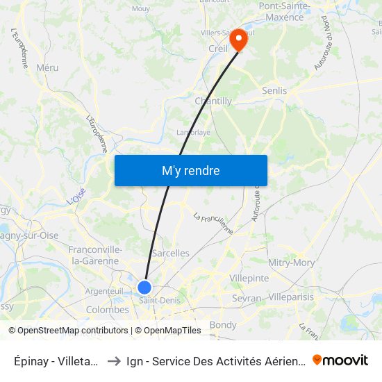 Épinay - Villetaneuse to Ign - Service Des Activités Aériennes (Saa) map
