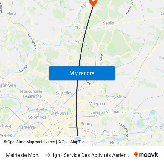 Mairie de Montreuil to Ign - Service Des Activités Aériennes (Saa) map