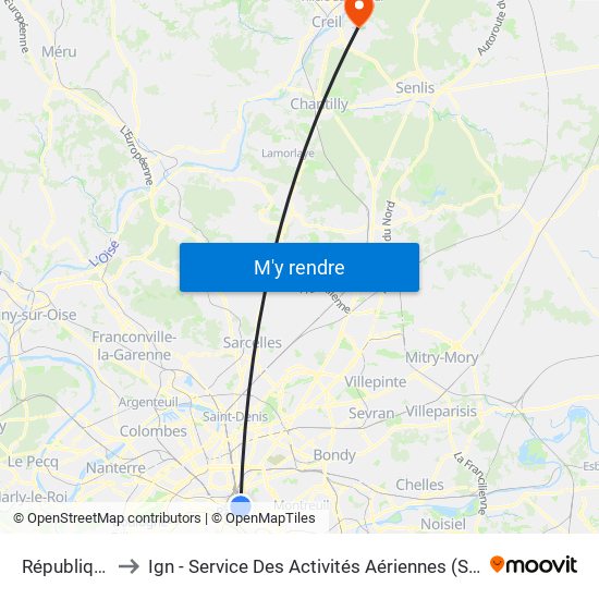 République to Ign - Service Des Activités Aériennes (Saa) map
