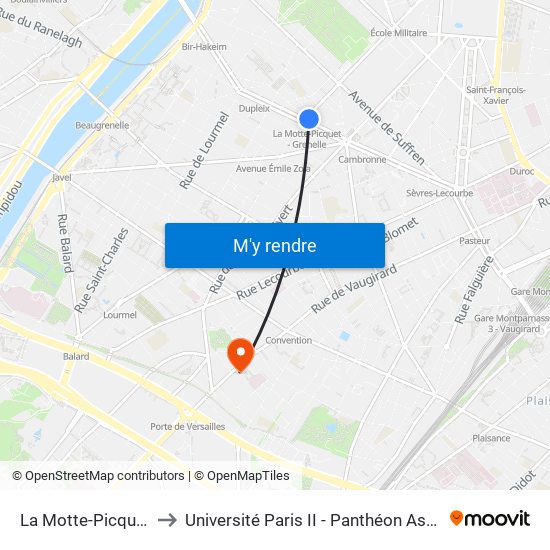 La Motte-Picquet - Grenelle to Université Paris II - Panthéon Assas - Centre Vaugirard map