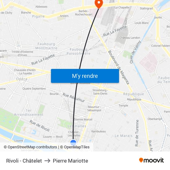 Rivoli - Châtelet to Pierre Mariotte map