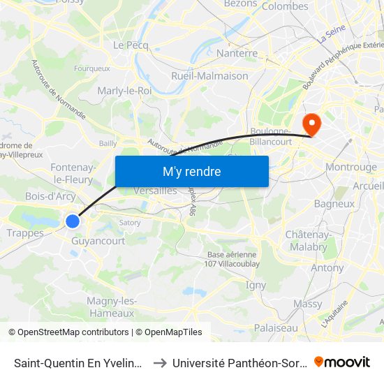 Saint-Quentin En Yvelines - Montigny-Le-Bretonneux to Université Panthéon-Sorbonne - Centre Saint-Charles map