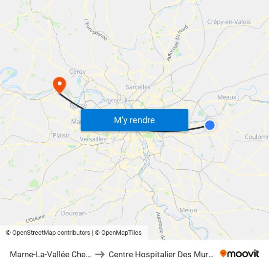 Marne-La-Vallée Chessy to Centre Hospitalier Des Mureaux map