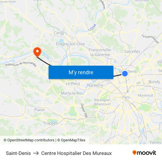 Saint-Denis to Centre Hospitalier Des Mureaux map