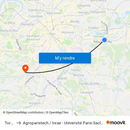 Torcy to Agroparistech / Inrae - Université Paris-Saclay map