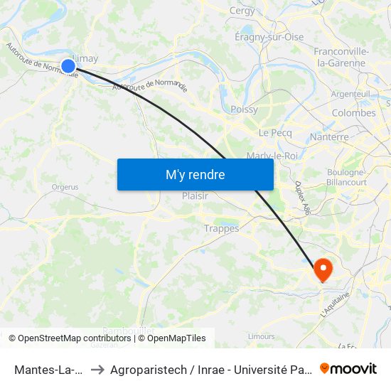 Mantes-La-Jolie to Agroparistech / Inrae - Université Paris-Saclay map