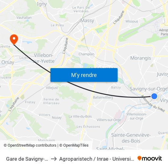 Gare de Savigny-Sur-Orge to Agroparistech / Inrae - Université Paris-Saclay map