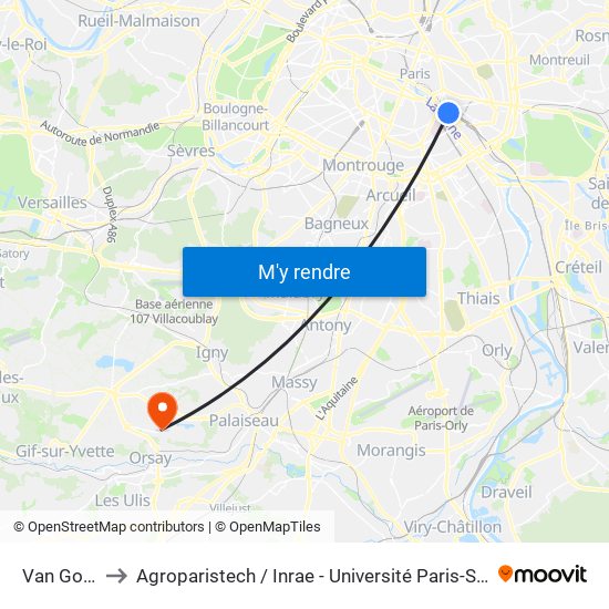 Gare de Lyon - Van Gogh to Agroparistech / Inrae - Université Paris-Saclay map