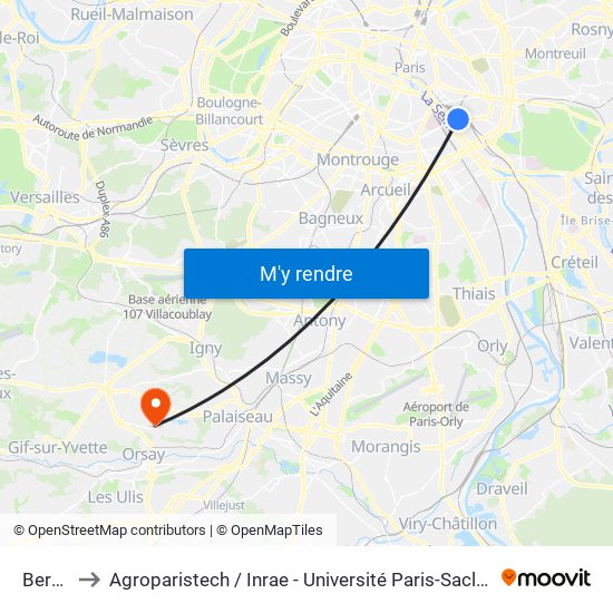 Bercy to Agroparistech / Inrae - Université Paris-Saclay map