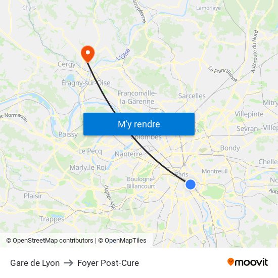 Gare de Lyon to Foyer Post-Cure map