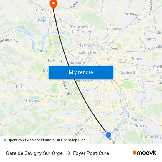 Gare de Savigny-Sur-Orge to Foyer Post-Cure map