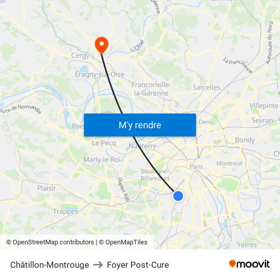 Châtillon-Montrouge to Foyer Post-Cure map