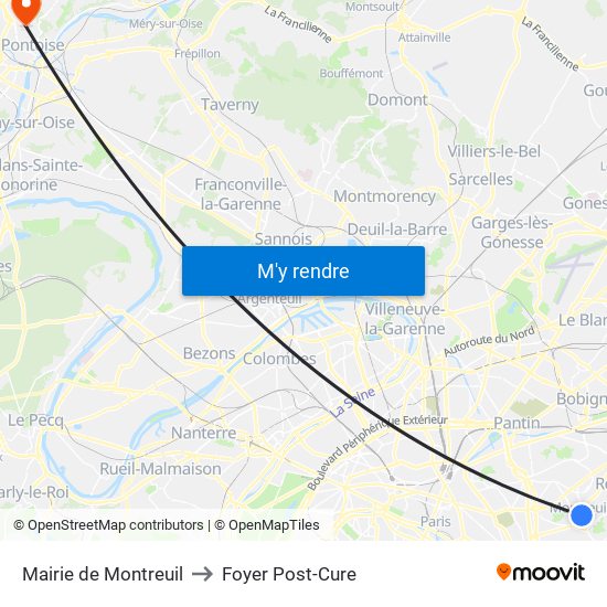 Mairie de Montreuil to Foyer Post-Cure map