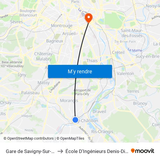 Gare de Savigny-Sur-Orge to École D'Ingénieurs Denis-Diderot map