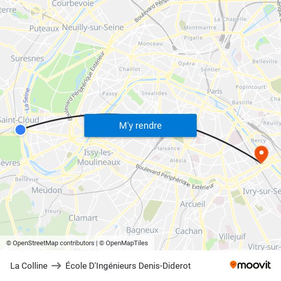 La Colline to École D'Ingénieurs Denis-Diderot map
