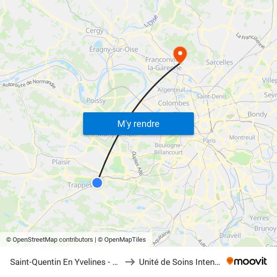 Saint-Quentin En Yvelines - Montigny-Le-Bretonneux to Unité de Soins Intensifs En Cardiologie map