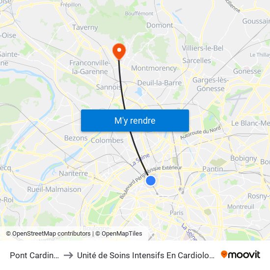Pont Cardinet to Unité de Soins Intensifs En Cardiologie map