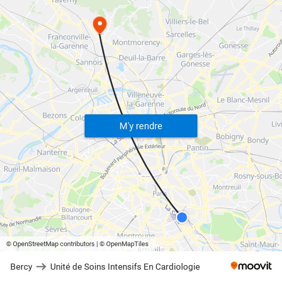 Bercy to Unité de Soins Intensifs En Cardiologie map