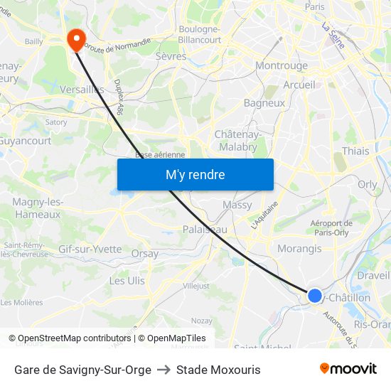 Gare de Savigny-Sur-Orge to Stade Moxouris map