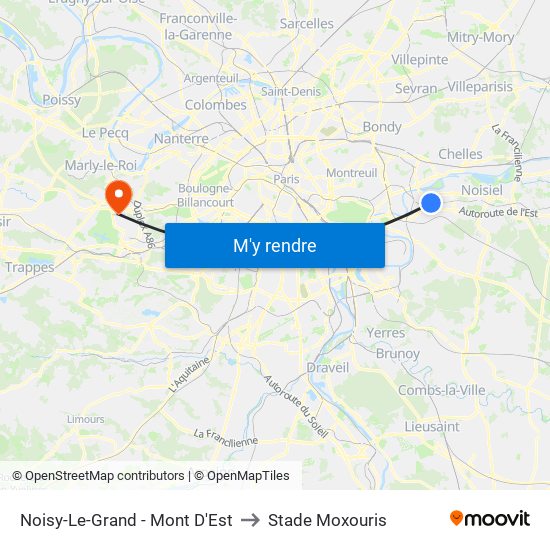 Noisy-Le-Grand - Mont D'Est to Stade Moxouris map