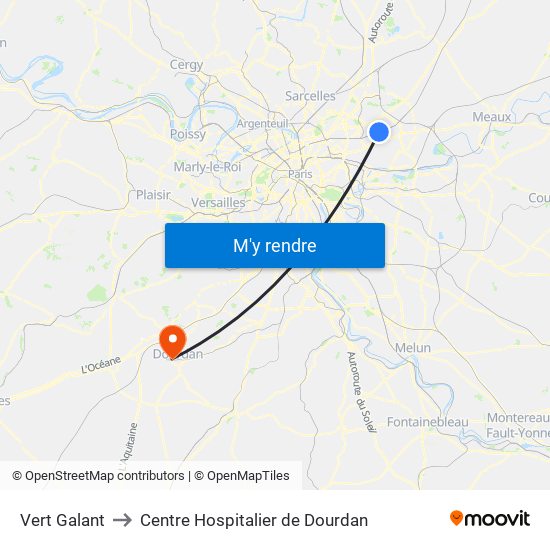 Vert Galant to Centre Hospitalier de Dourdan map