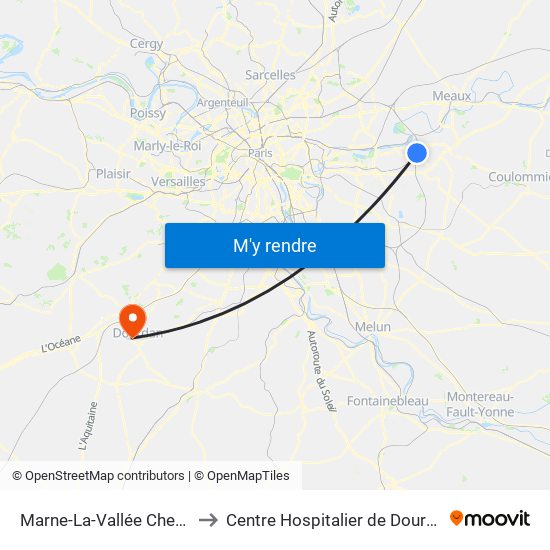 Marne-La-Vallée Chessy to Centre Hospitalier de Dourdan map