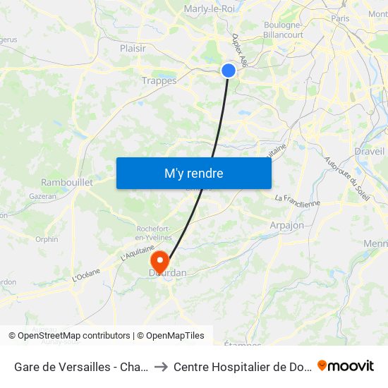 Gare de Versailles - Chantiers to Centre Hospitalier de Dourdan map
