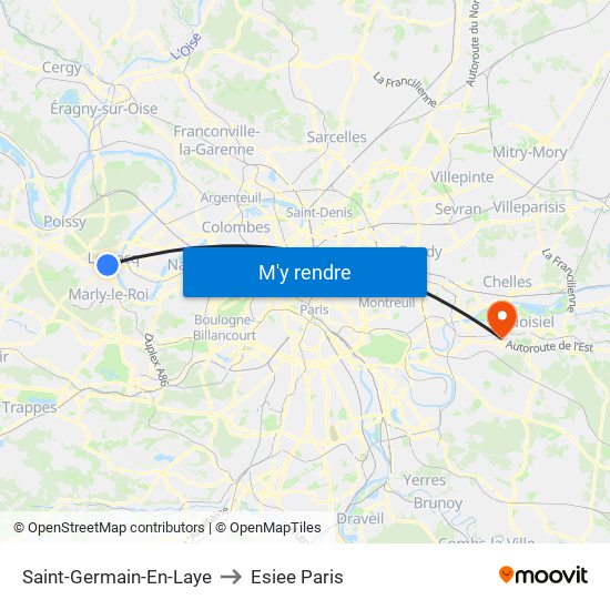 Saint-Germain-En-Laye to Esiee Paris map