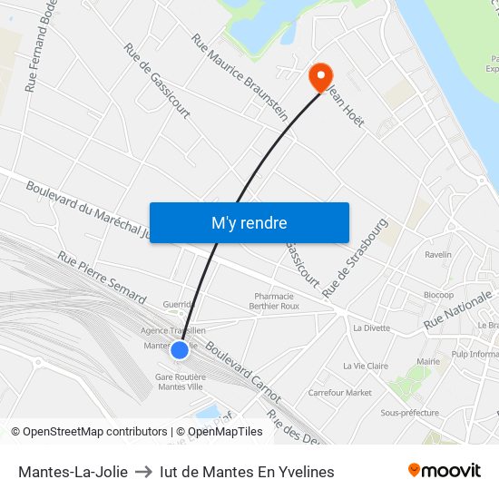 Mantes-La-Jolie to Iut de Mantes En Yvelines map