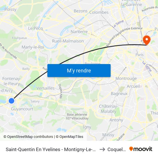 Saint-Quentin En Yvelines - Montigny-Le-Bretonneux to Coquelicot map