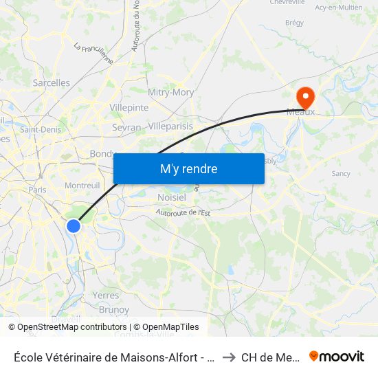 École Vétérinaire de Maisons-Alfort - Métro to CH de Meaux map
