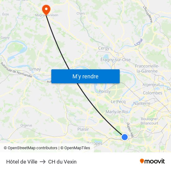 Hôtel de Ville to CH du Vexin map