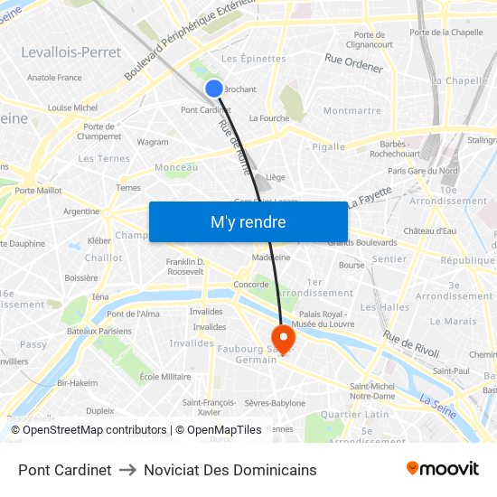 Pont Cardinet to Noviciat Des Dominicains map