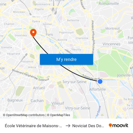 École Vétérinaire de Maisons-Alfort - Métro to Noviciat Des Dominicains map