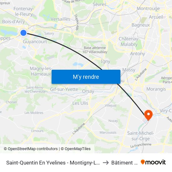 Saint-Quentin En Yvelines - Montigny-Le-Bretonneux to Bâtiment Flore map