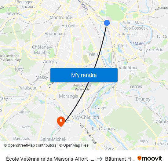 École Vétérinaire de Maisons-Alfort - Métro to Bâtiment Flore map