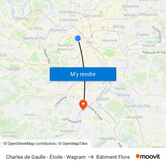 Charles de Gaulle - Étoile - Wagram to Bâtiment Flore map