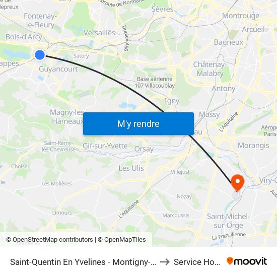 Saint-Quentin En Yvelines - Montigny-Le-Bretonneux to Service Horticole map