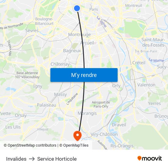 Invalides to Service Horticole map