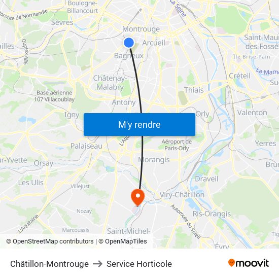 Châtillon-Montrouge to Service Horticole map